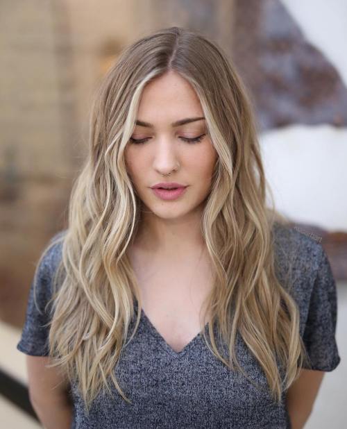 Centre-Parted Beach Waves Hairstyle