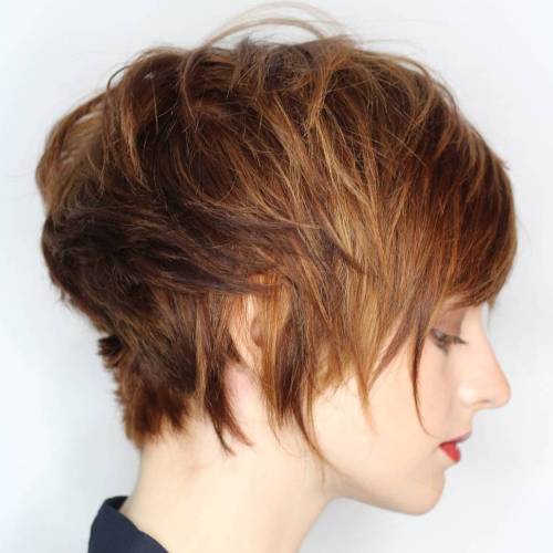 Long Brown Pixie With Highlights