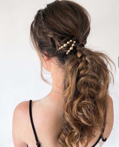 Low Ponytail with Messy Braid