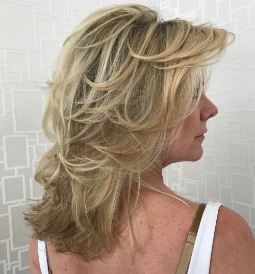 Mid-Length Shaggy Hairstyle For Over 50