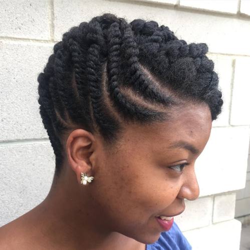 Protective Updo With Flat Twists