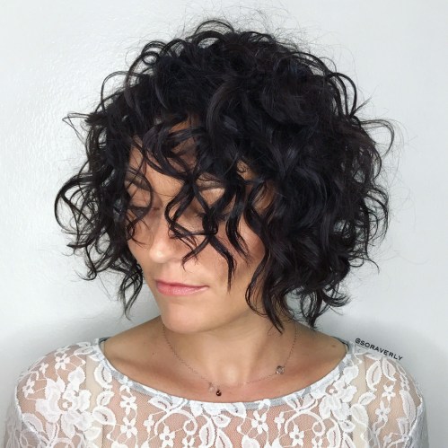 Rounded Messy Curly Bob