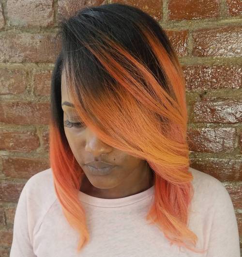 African American Rose Gold Bob With Root Fade
