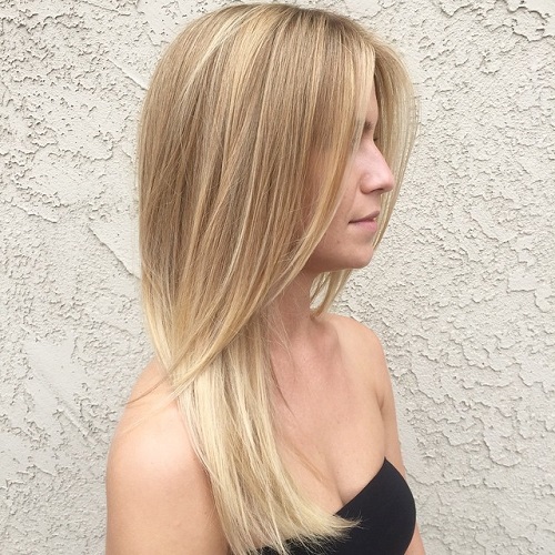 Straight Layered Blonde Hairstyle