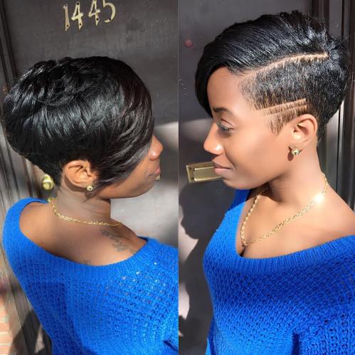 Women's Black Side Part Haircut