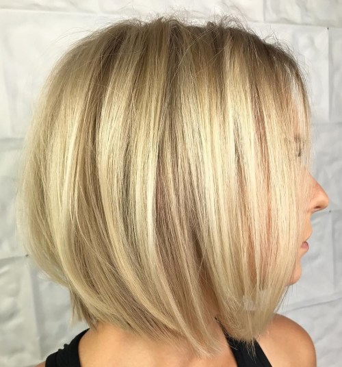Blonde Balayage Bob With Stretched Roots