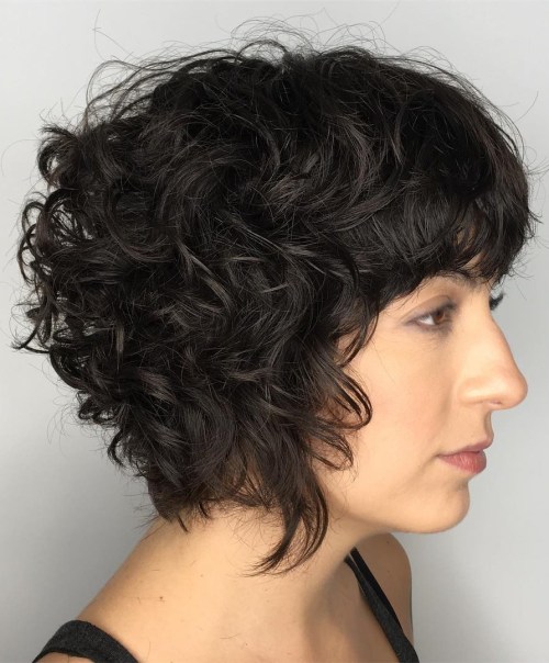 Curly Bob Hairstyle With Bangs