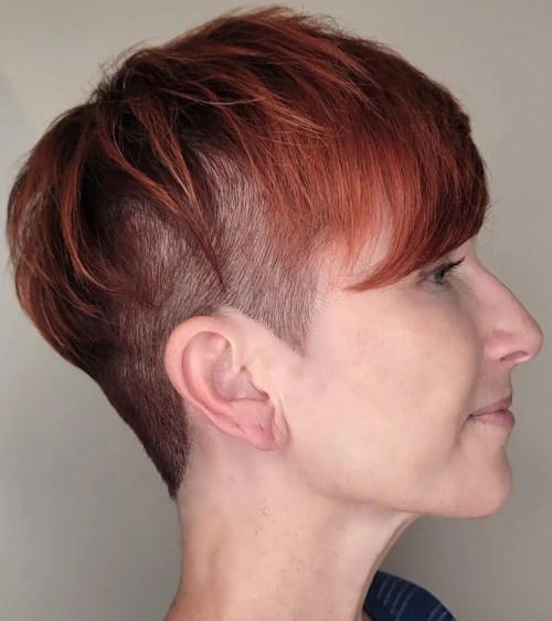 Short Cut with Clipped Sides and Long Textured Bangs