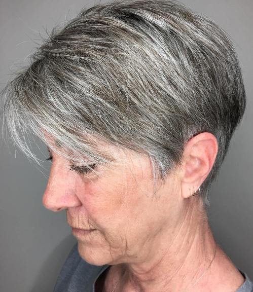 Gray Pixie Bob With Side Bangs