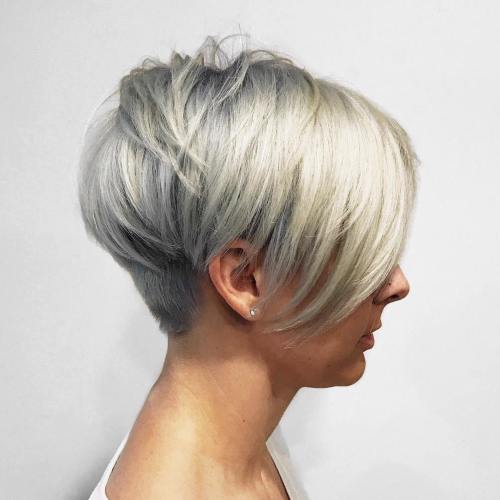 Silver Pixie With Bangs And Nape Undercut