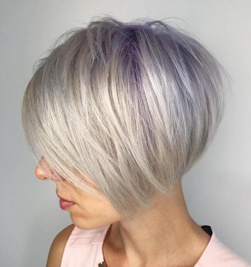 Gray Bob With Lavender Roots