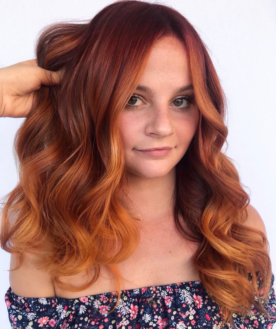 Red Hair with Gignger Face Framing and Ombre Highlights