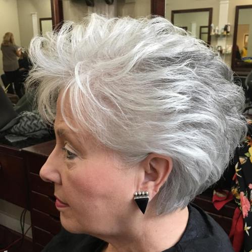50+ Voluminous Gray Hairstyle for Short Hair
