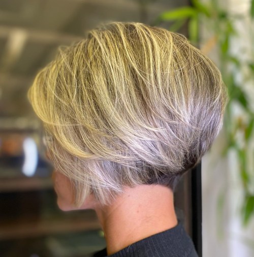 Jaw Length Wedge Cut with Feathering and Light Blonde Highlights