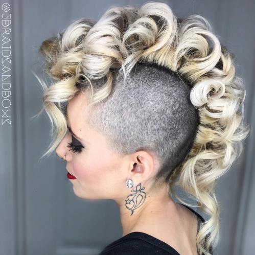 Curly Blonde Mohawk With Undershave
