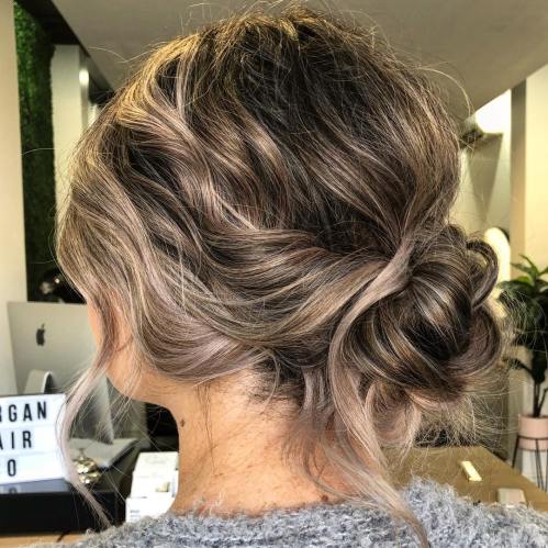 Low Messy Twisted Bun Updo