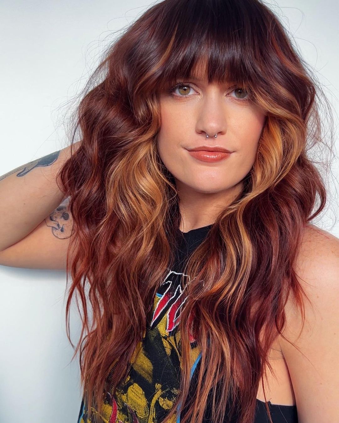Multitone Red Curly Hairstyle