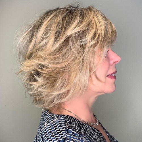 Over Cute Feathered Chin-Length Bob
