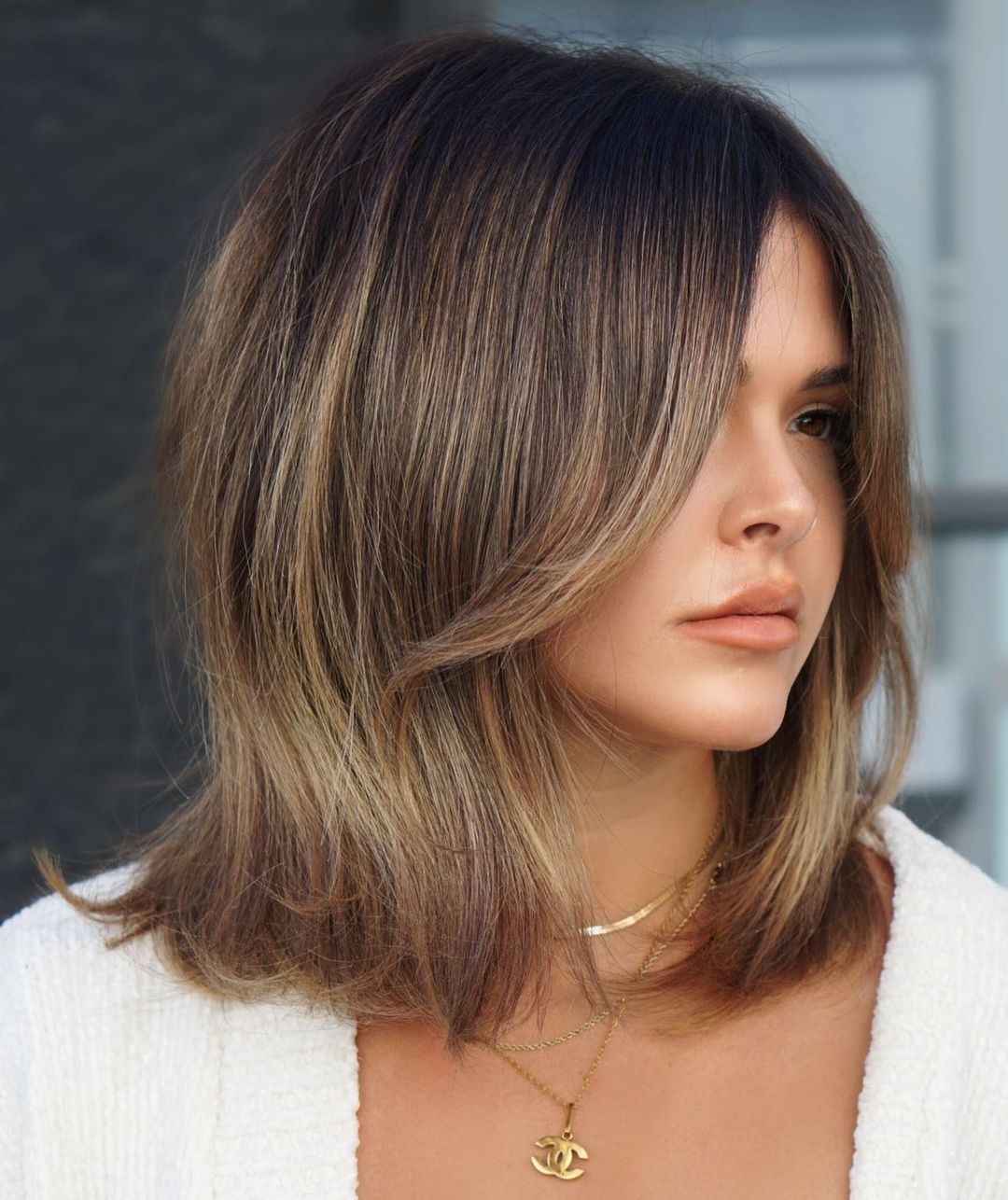 Straight Collarbone Length Hair with Long Curtain Bangs
