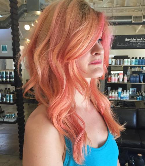 Strawberry Blonde Hair With Pink Highlights