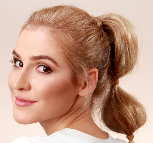 casual bubble ponytail updo for long hair