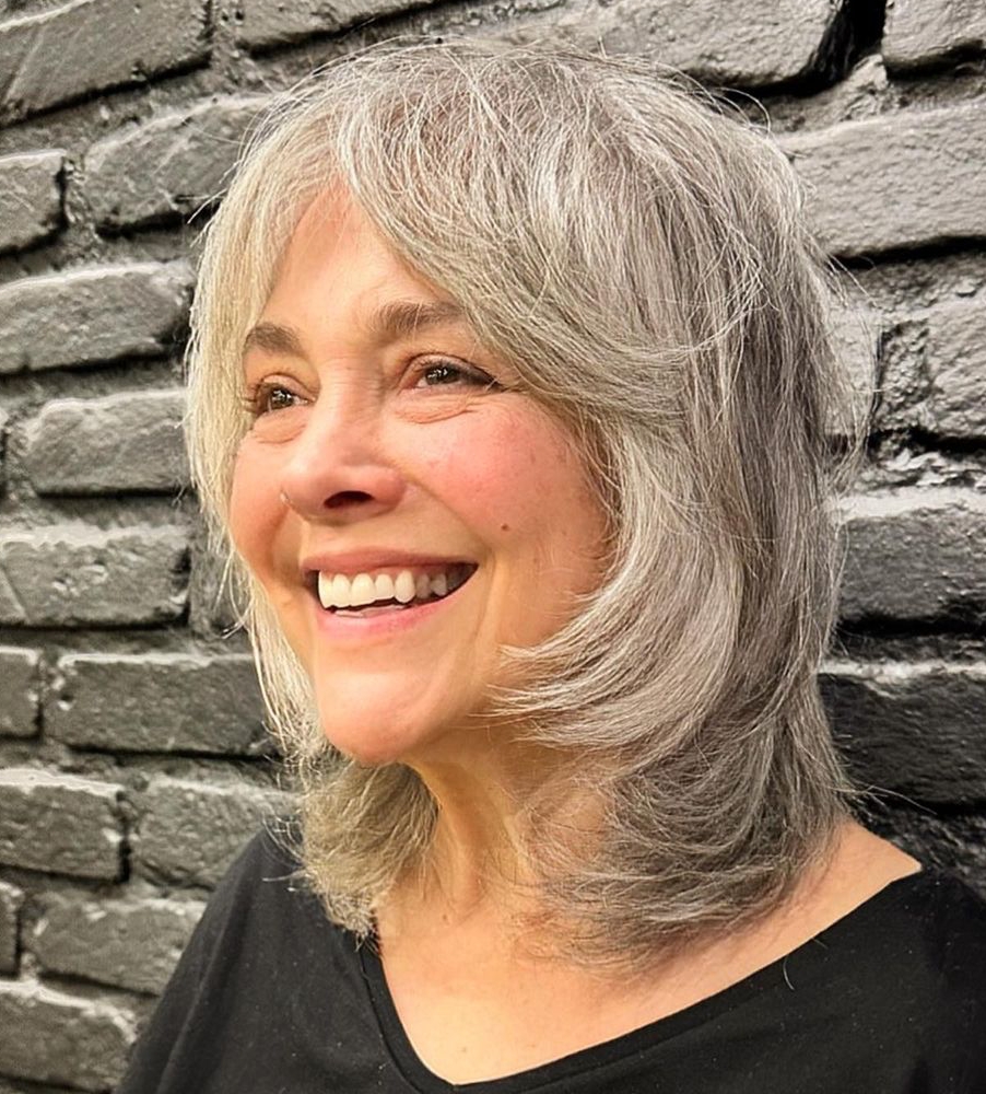 Mid Length Layered Cut for Older Women