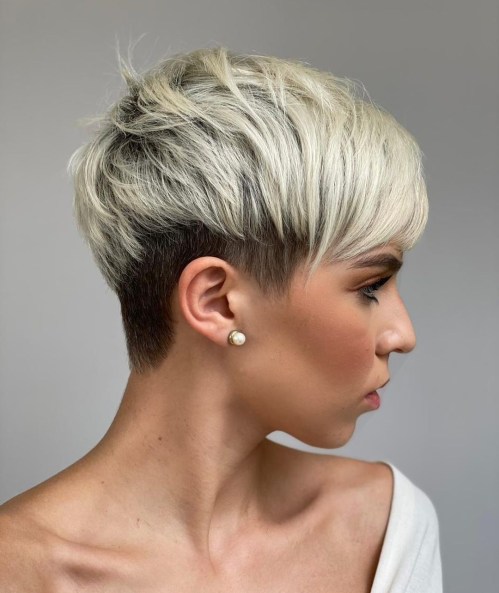 Brown-and-Blonde Layered Undercut Pixie