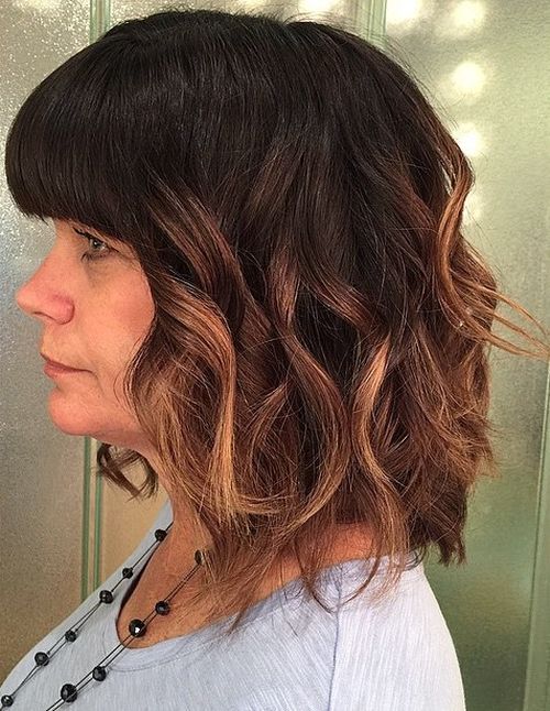 Dark Brown Hair with Caramel Ombre Highlights