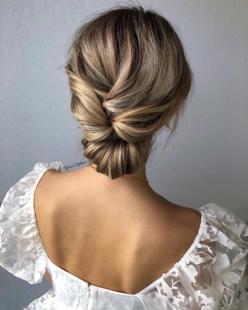 Bridal Rolled Updo for Mid-Length Hair
