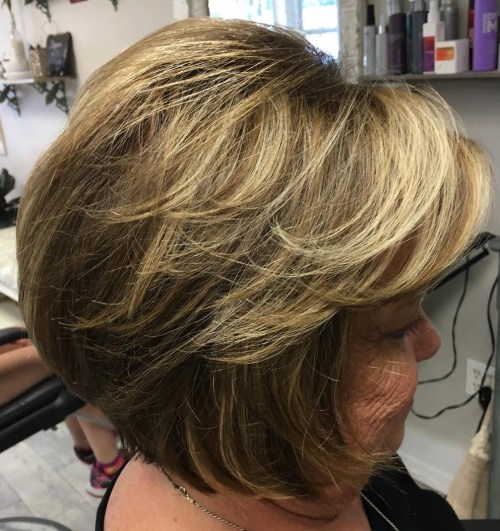 Feathered Bob Hairstyle For Women Over 60