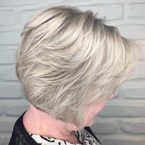 Short Ash Blonde Hairstyle For Older Women