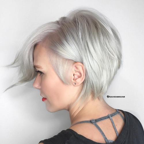 Side-Parted Silver Pixie