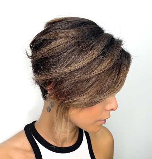 Stacked Wedge Hairstyle with Ash Brown Highlights