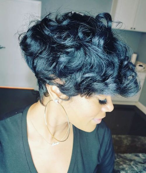 Curly Tapered Pixie For Thick Black Hair