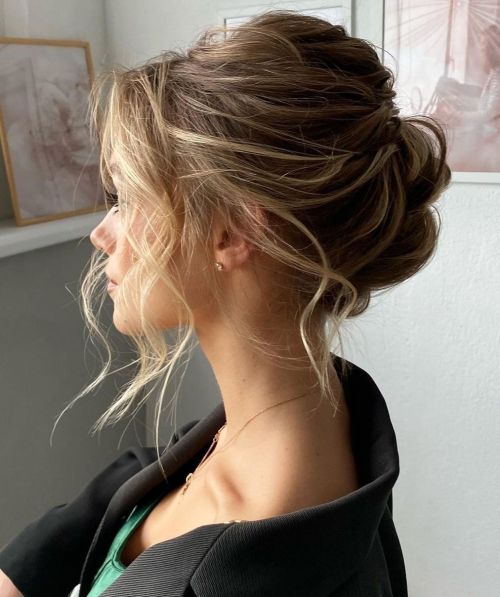 Messy Updo with Face-Framing Pieces