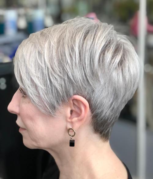 Tapered Silver Pixie with Layered Front