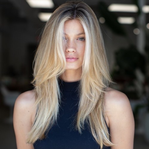 Crisp Long Layered Straight Hairstyle