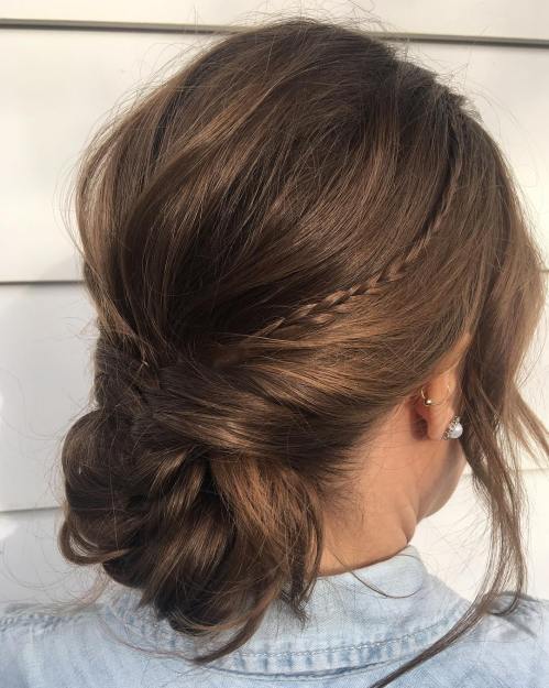 Messy Chignon With A Thin Braid
