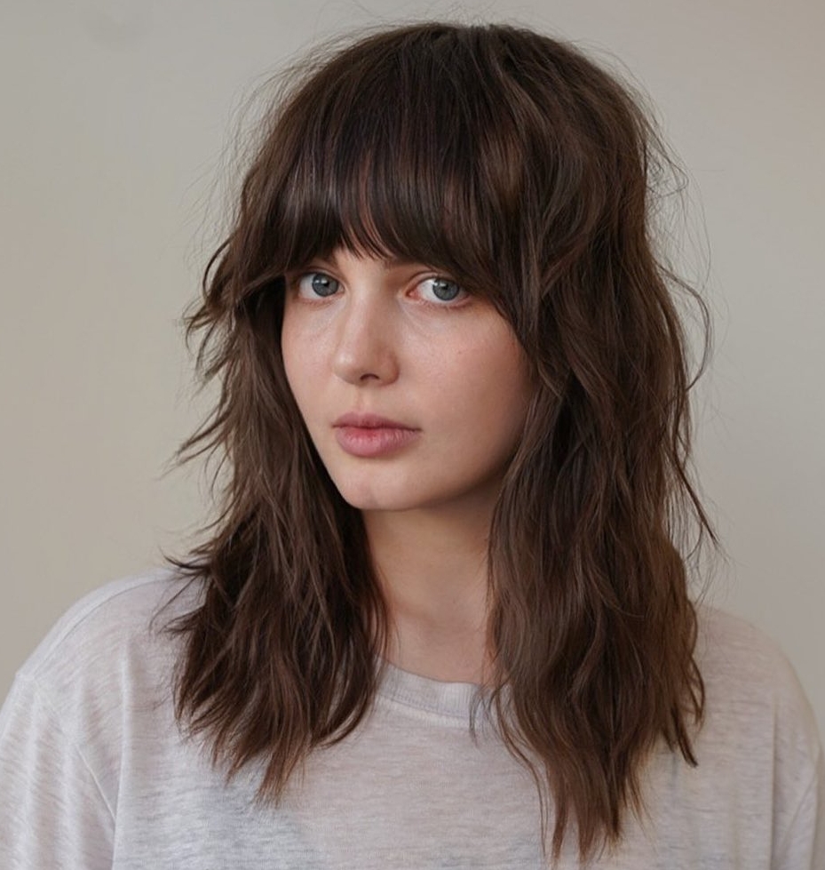 Messy Layered Style with Long Thick Bangs