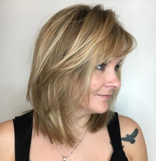 Mid-Length Layered Cut With Side Bangs