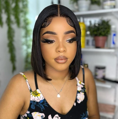 Sleek Black Bob with Rounded Ends for Black Women