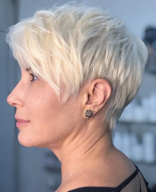 Choppy Platinum Pixie to Look Younger