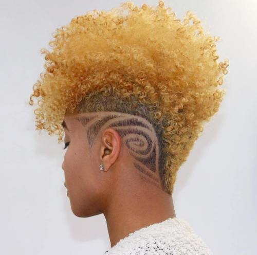 Natural Blonde Mohawk with Shaved Design