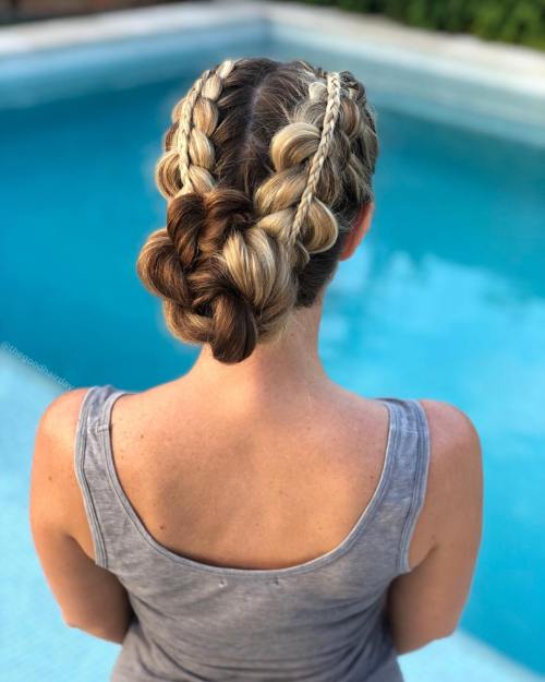 Double Stacked Braid into a Bun