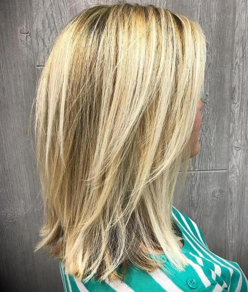Medium-To-Long Layered Blonde Hairstyle