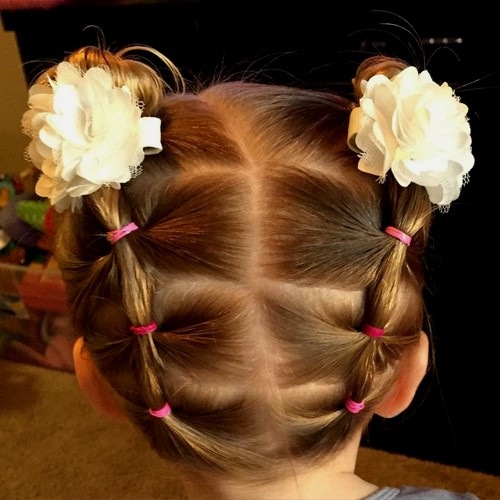 pigtails and buns updo for 6 year old girls