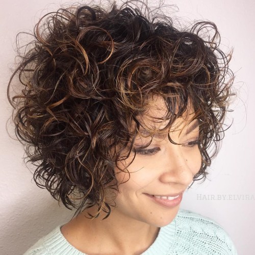 Short Curly Hairstyle With Subtle Highlights