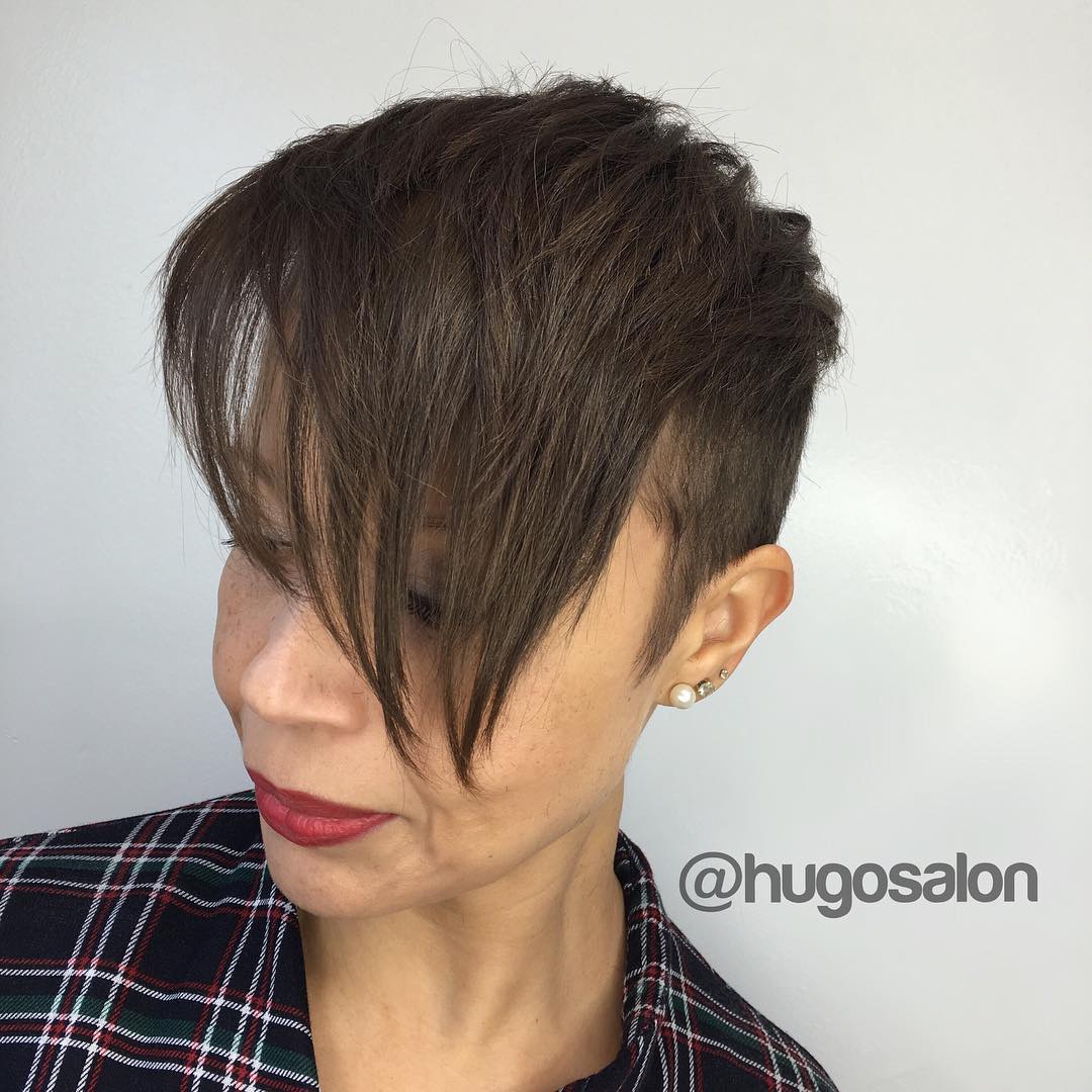 Short Pixie With Long Bangs For Mature Women