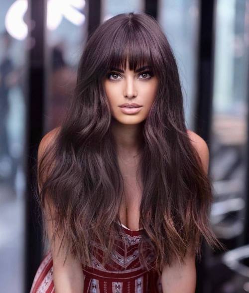Long Hair with Layered Ends and Bangs