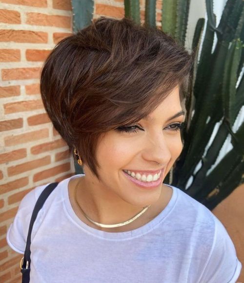 Side-Parted Layered Pixie Bob